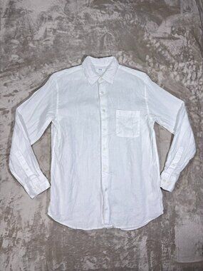 Uniqlo Men's Button Down Shirt Long Sleeve Hemp White - Size Large